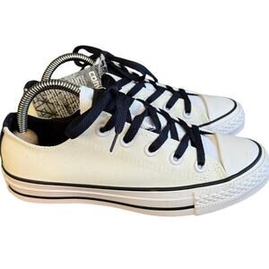 Classic Converse Chuck Taylor Low Top White Canvas Sneakers Navy Women’s Size 6